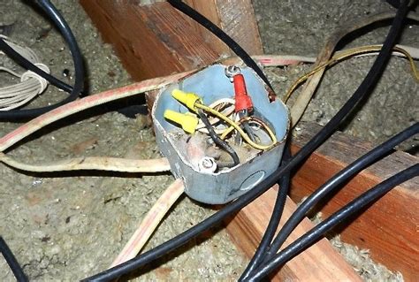 code junction box in attic|attic junction box under insulation.